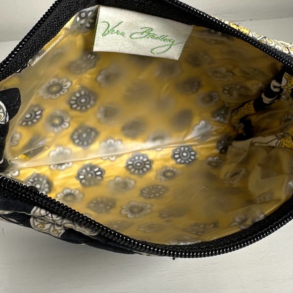 Vera Bradley Yellow Bird Small Cosmetic Lined Zipper Make-Up Toiletries Bag - Picture 6 of 8